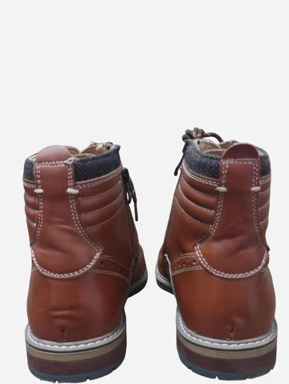 Arkbird Oxford Men's Brown Leather Upper Lace-Up & Zip Ankle Boots Sz 13